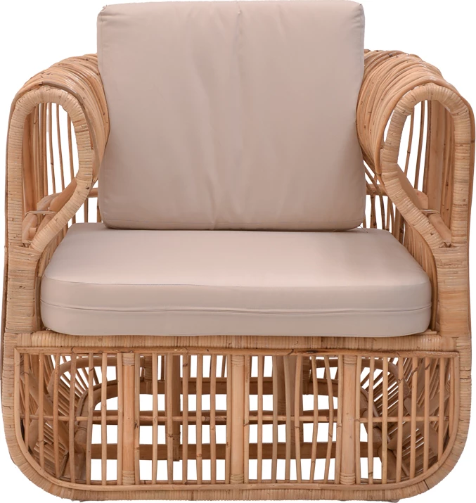 Fotelë Fajole ngjyrë natyrale rattan-jastëk bezhë 86x86x66cm