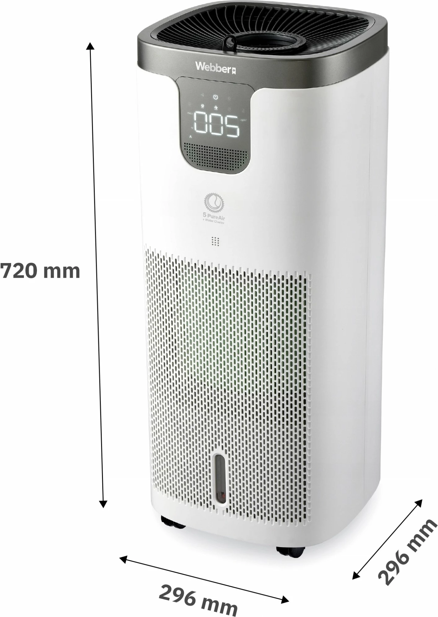 Pastrues ajri Webber APEH11003, HEPA H12, Wi‑Fi, UV‑C, jonizim, me lagështues 8 L, 350 m³/h, deri 120 m², i bardhë