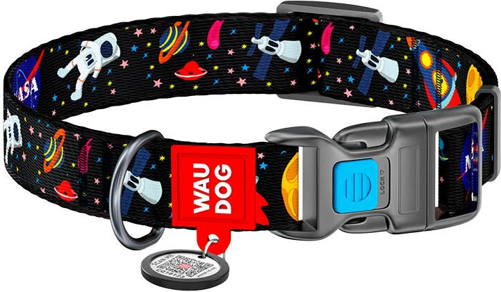 Qafore najloni për qen Waudog NASA me QR kod, M