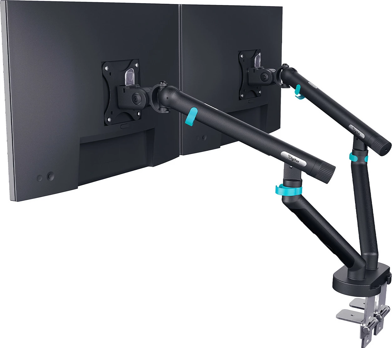 Mbajtëse monitori Digitus Dual Design, për 2 monitorë 35", VESA 75x75/100x100, clamp, e zezë
