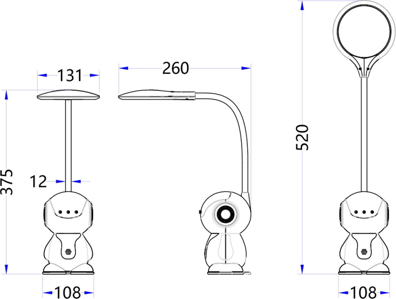 Llambë tavoline për fëmijë LED BADOO robot FH4453.01 bardhë-gri