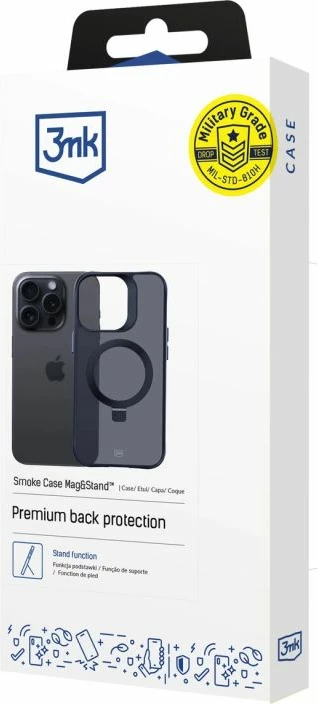 Maskë telefoni 3mk Smoke Case Mag&Stand për iPhone 16 Pro Max, e zezë