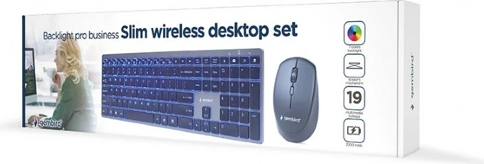 Tastierë dhe Maus Gembird KBS-ECLIPSE-M500, RF Wireless, QWERTY, Anglisht, E zezë