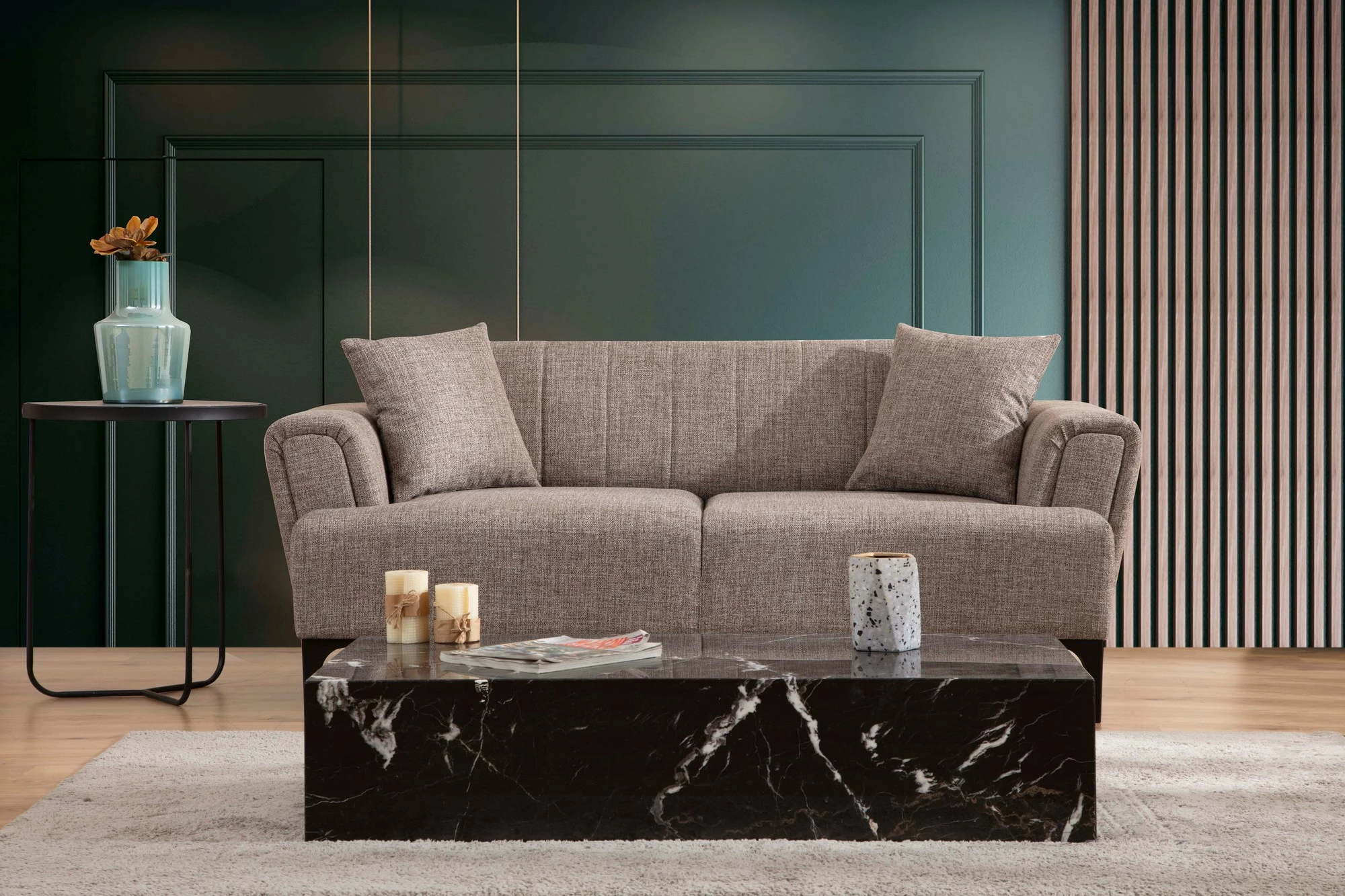 Divan dy vendësh Atelier del Sofa, Hamlet, ngjyrë kafe e çelët