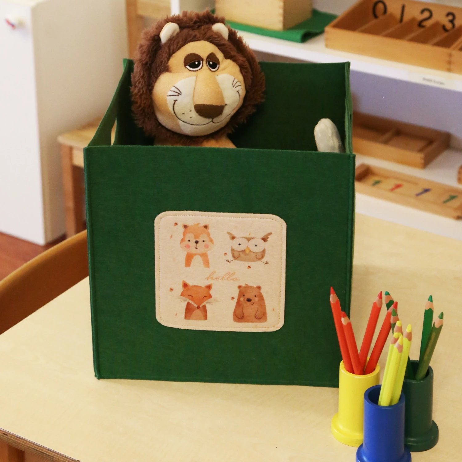 Set shporta organizuese prej fëlti, ngjyrë e gjelbër dhe krem, Aberto Design, HMY-6258, 30x30x30cm (2 copë)