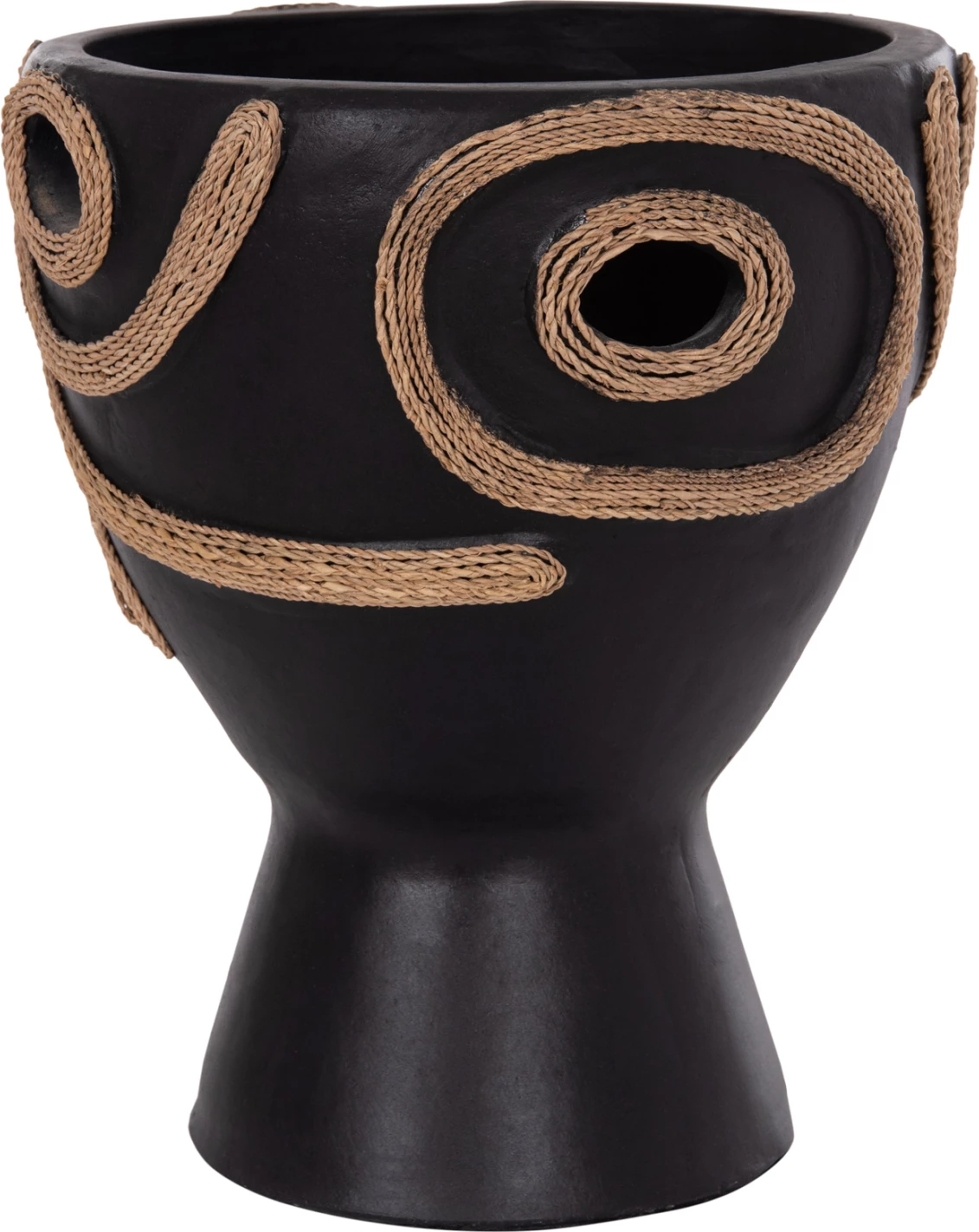 Vazo dekorative tavoline DEAN, terrakotë e zezë, FH4678.01, 23x29cm