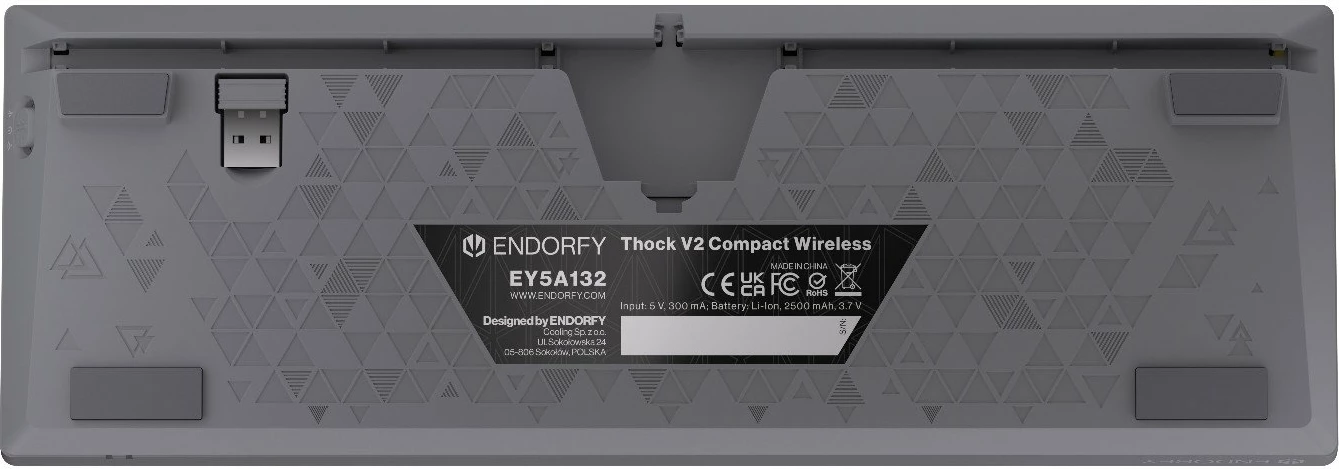 Tastierë mekanike Endorfy Thock V2 Compact Wireless EY5A132, 60%, RGB, USB/Bluetooth/2.4GHz, switch ENDORFY Yellow by Gateron, gri