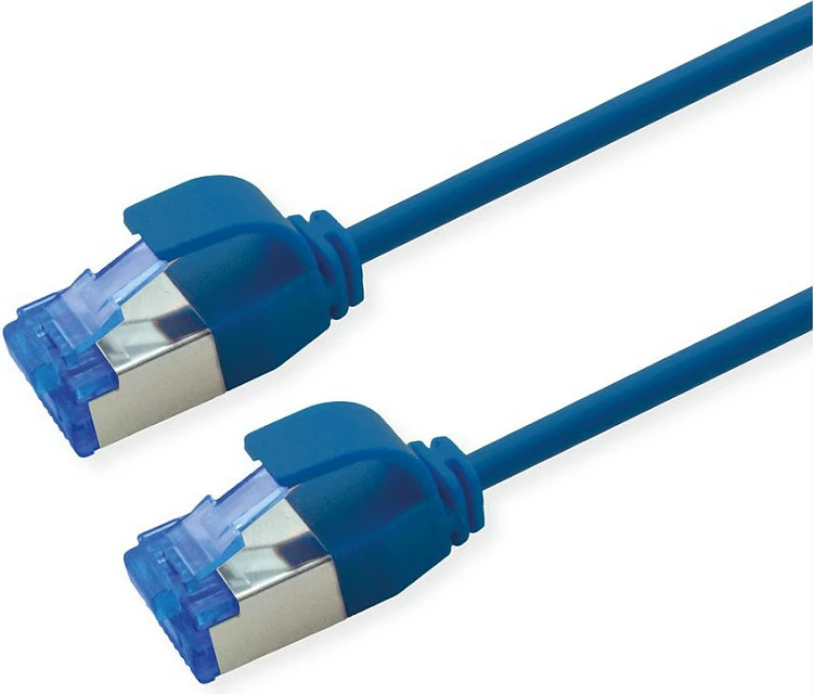 Kabllo rrjeti ROLINE Cat6a S/FTP Slim PoE 2 m, RJ-45 në RJ-45, blu