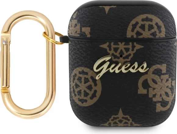 Mbështjellës Guess GUA2PG4GPK për AirPods 1/2, me karabinë, zi