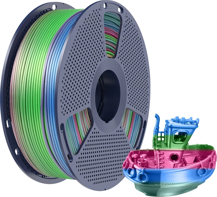 Filament për printim 3D Sunlu PLA+ Silk R 06, 1.75 mm, 1 kg, Rainbow