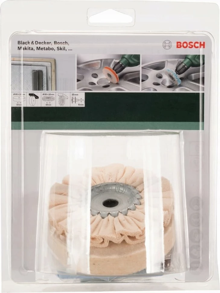 Set aksesorësh për polirim Bosch 2609256555, Ø85 mm, shank 6 mm, 5 copë