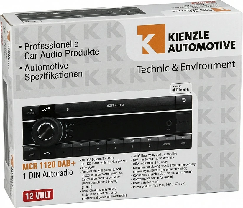 Radio veture Axion Kienzle MCR 1120, 1 DIN, DAB+, USB/AUX, Bluetooth, shasi i shkurt