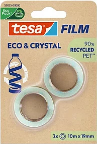 Shirit ngjitës Tesa Film Eco & Crystal, 2x 10 m x 19 mm, transparent