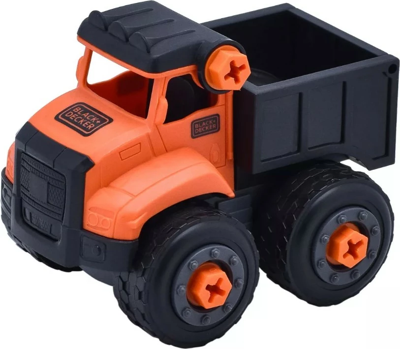 Kamion kip lodër disassemblable Black+Decker TT027S-BD, 15 pjesë, me kaçavidë, pa bateri, 12 cm, portokalli/zi, set 15 copë
