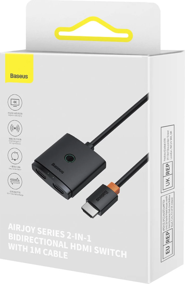 Adapter HDMI 2-në-1 Baseus AirJoy, 4K 60Hz, me kabllo 1m, i zi
