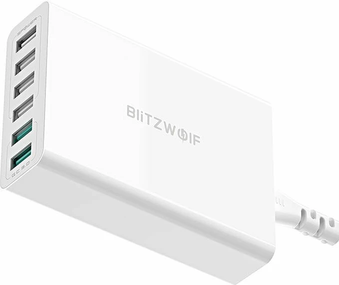 Karikues BlitzWolf BW-S15, 6x USB, QC 3.0, 60 W, i bardhë