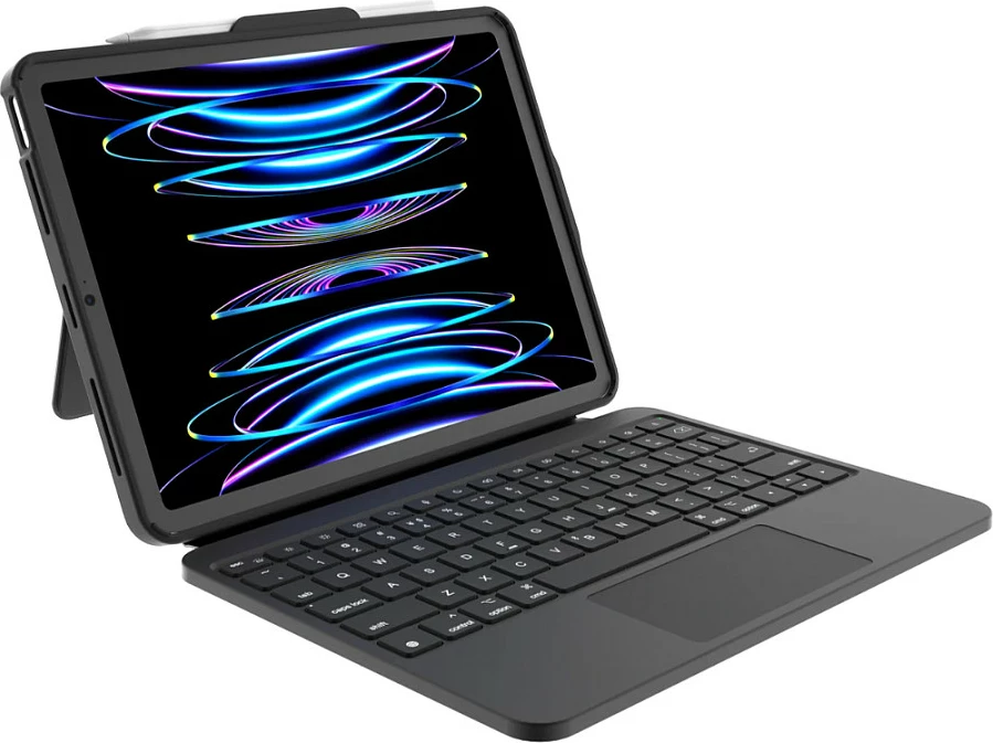 Tastierë DEQSTER PKU3 Prime, për iPad Air M2/M3 11", me trackpad, layout DE, e zezë