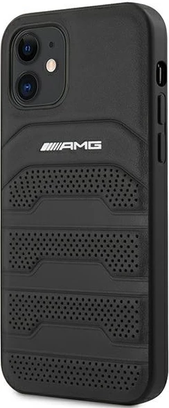 Mbështjellës Mercedes AMG Debossed Lines për iPhone 12 mini, Hardcase, Lëkurë, i zi