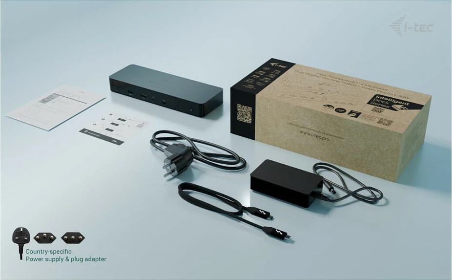 Docking stacion I-TEC Thunderbolt 4 Intelligent Dual Display DS, 2x DP, GLAN, PD 90W, e zezë