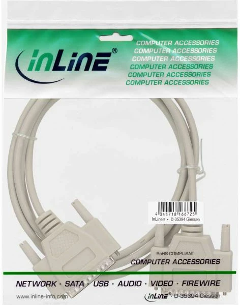 Kabllo seriale InLine 11112M DB-25 në DB-25, 2 m, gri