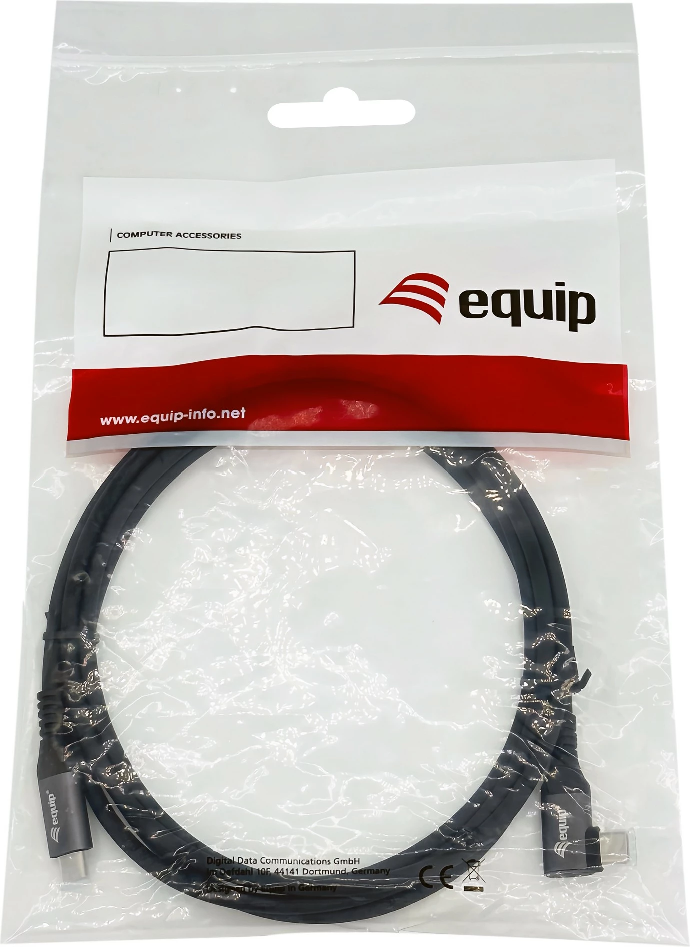 Kabëll USB C në USB C Equip 128893, 3m, 90° kënd, 100W, i zi