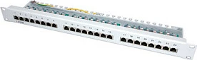 Patch panel VALUE Cat5e 24-port 19" i ekranum, gri