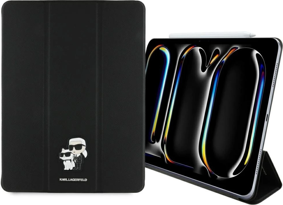 Mbështjellës Karl Lagerfeld Saffiano Magnetic Karl & Choupette për iPad Pro 13" 2024, i zi