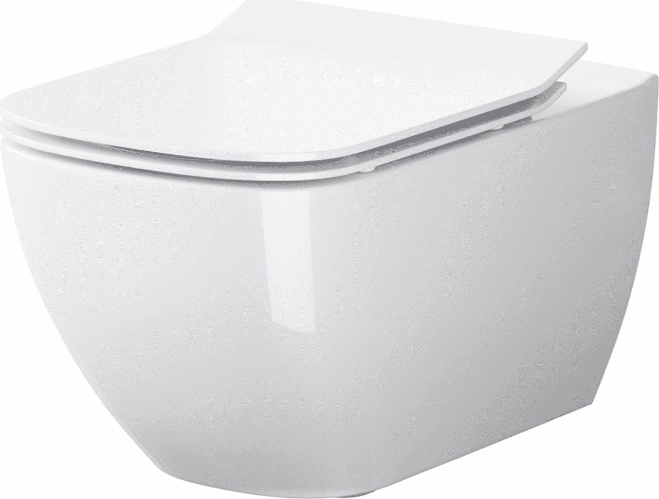 Shollë WC e varur Cersanit Virgo CleanOn S701-427 56x36 cm me ulëse soft-close, e bardhë, set (shollë + ulëse)