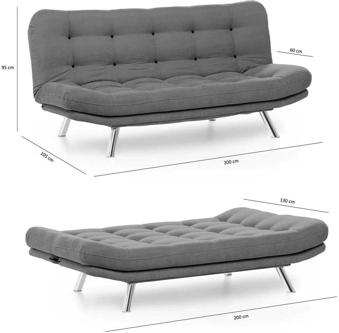 Divan-krevat 3 vende, Atelier del Sofa, Misa Sofabed, ngjyrë mustard