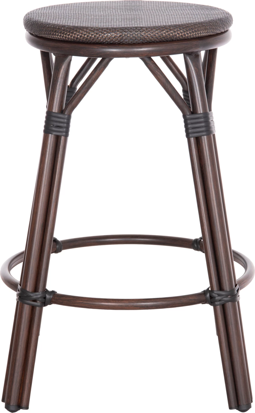 Karrige për bar mesatare alumini CHINO FH6286.01 pamje bambuje & tekstilene ngjyrë kafe 43x43x65Hcm