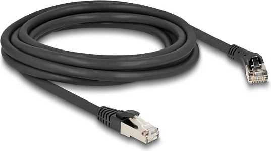 Kabllo rrjeti DeLOCK Cat8.1 RJ45 3 m, 40 Gbps, S/FTP, 45° djathtas, e zezë