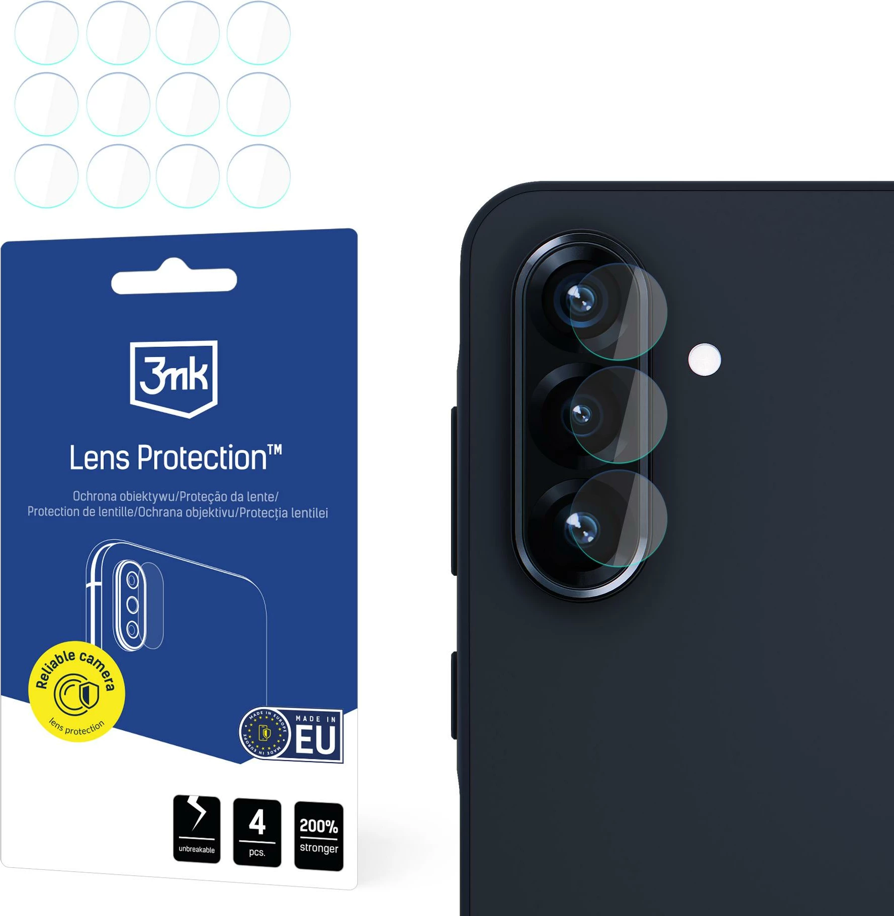 Xham mbrojtës kamerës 3mk Protection për Samsung Galaxy A56 5G, set 4 copë
