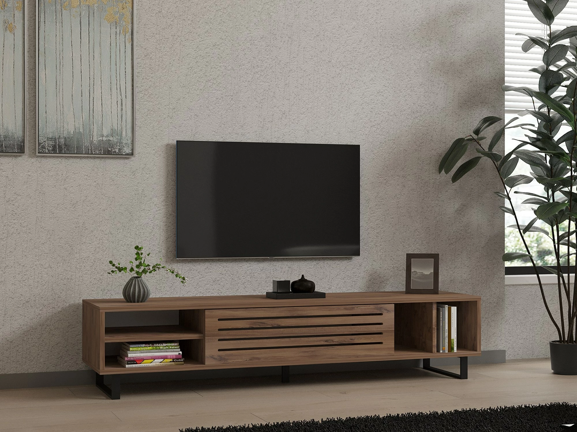 Komodë TV Skye Decor, ngjyrë Atlantic Pine