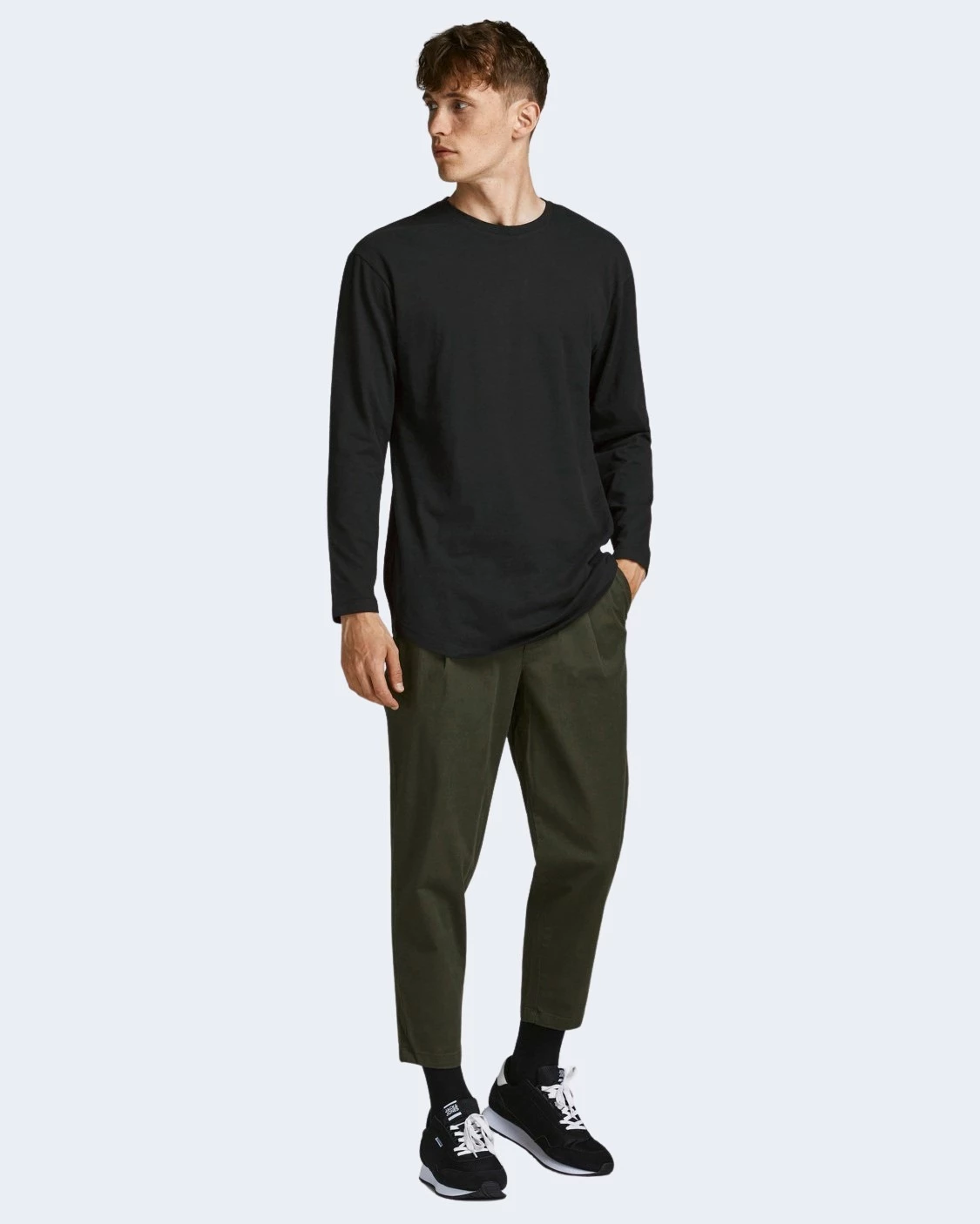 Maicë me mëngë të gjata për meshkuj Jack & Jones JJENOA 12190128, e zezë [Madhësia: S]
