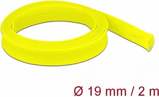 Mbështjellës i thurur për kabllo DeLOCK 2 m x 19 mm, poliester, -50 deri 150°C, i verdhë