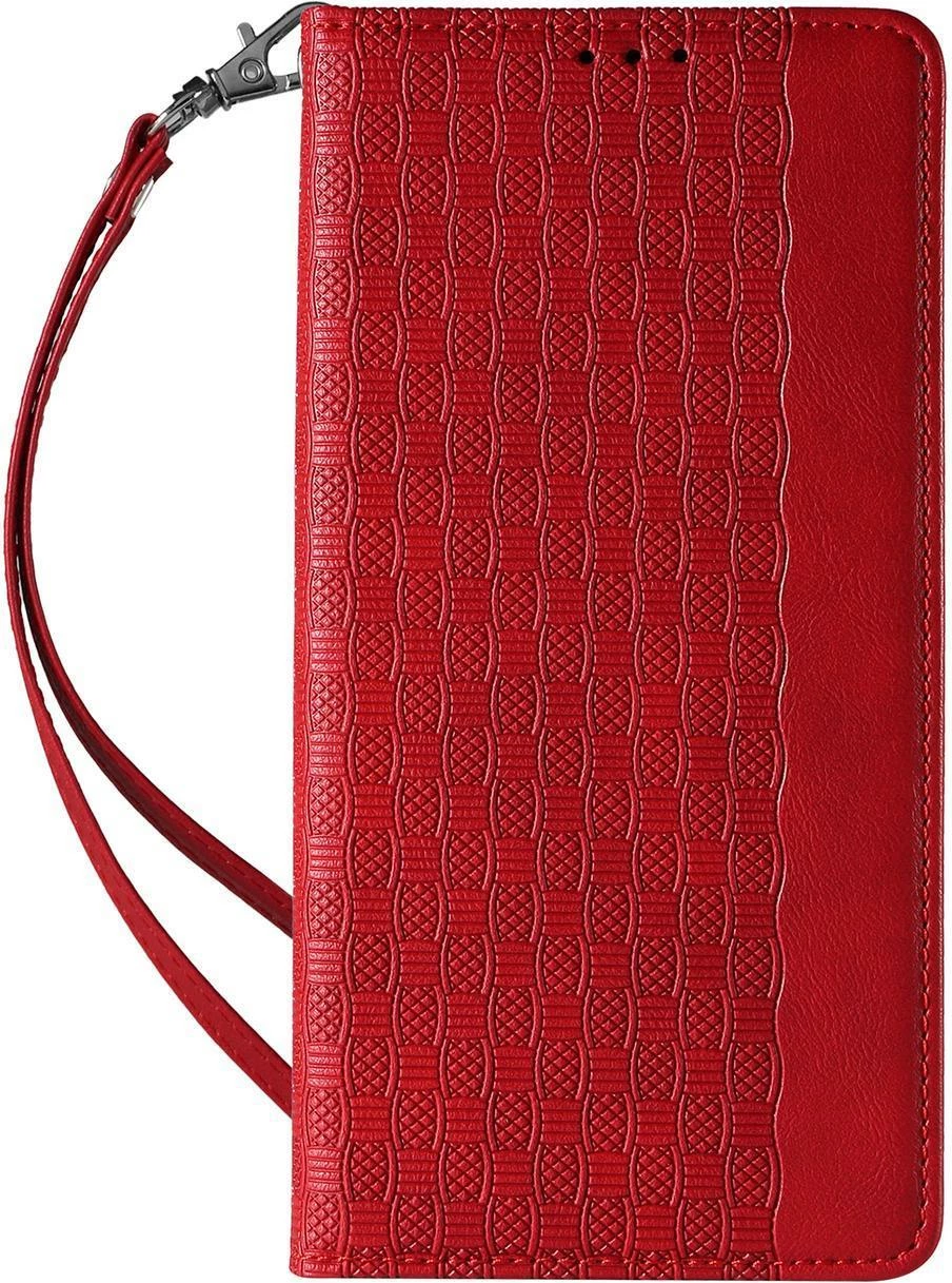 Mbështjellës Hurtel Magnet Strap Case për iPhone 14 Pro Max, me kapak, portofol, qëndrim, litar dore, Kuq