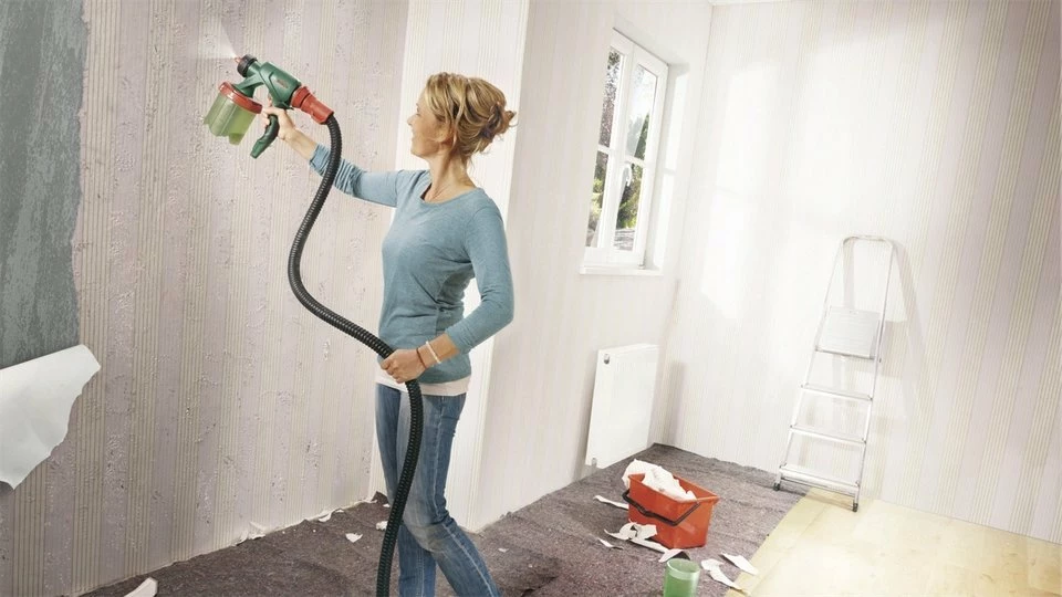 Spërkatës boje Bosch PFS 7000, 1400 W, rezervuar 1000 ml, 700 ml/min, jeshile/kuqe, set me 2 enë boje + 3 gryka