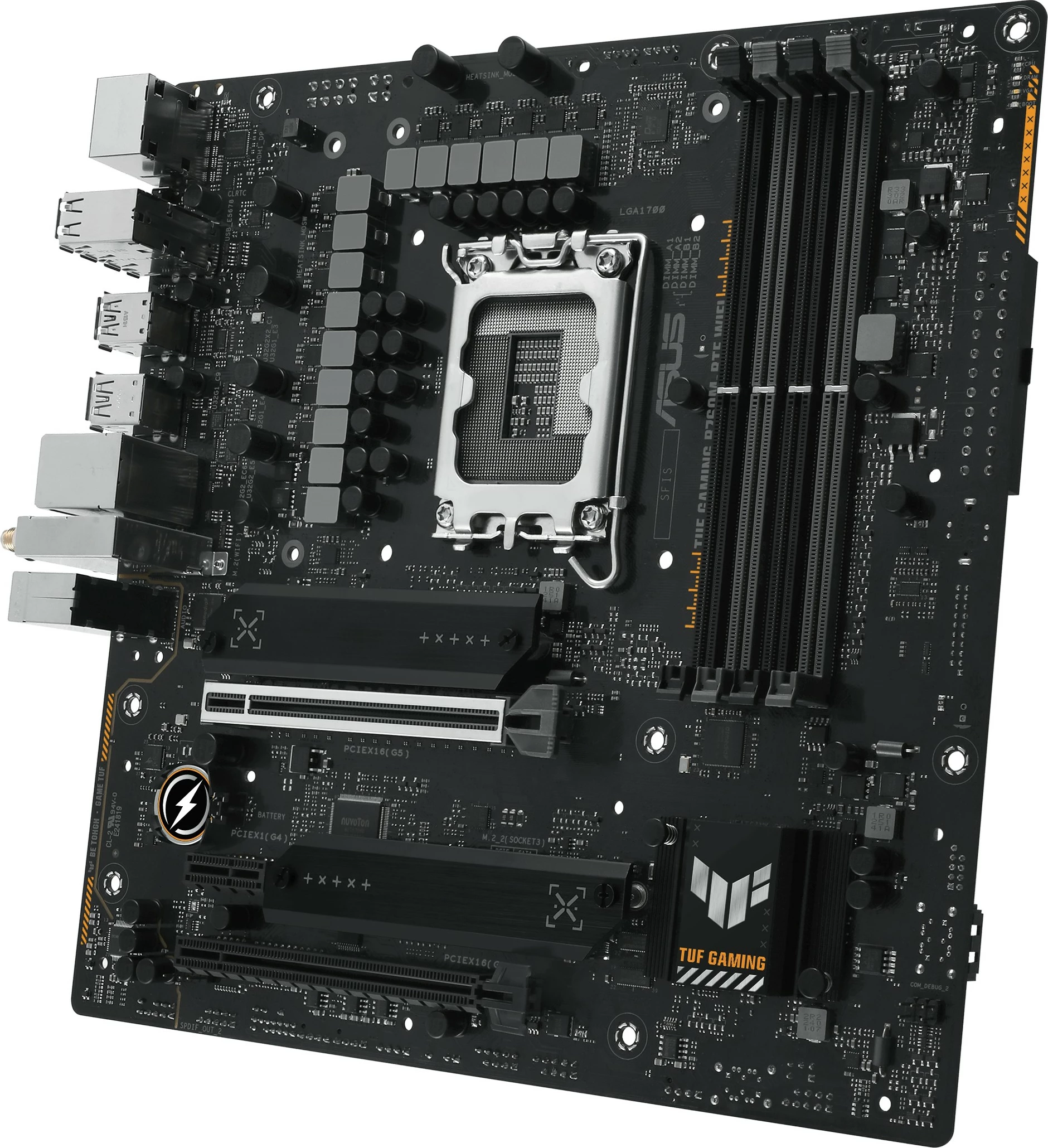 Pllakë amë ASUS TUF GAMING B760M-BTF WIFI, Intel, LGA 1700, DDR5, micro ATX