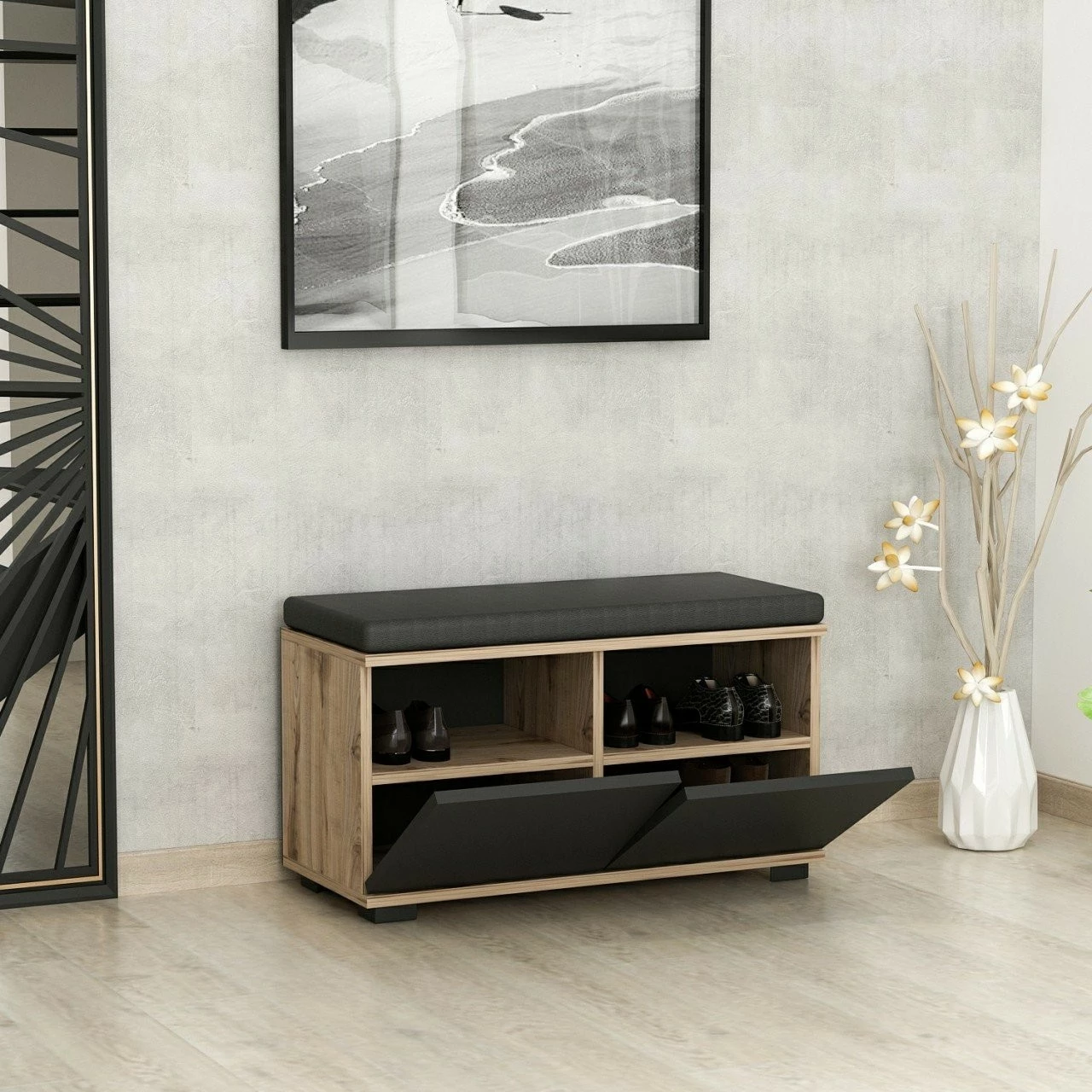 Dollap për këpucë Hanah Home Drago, ngjyrë arre dhe e zezë