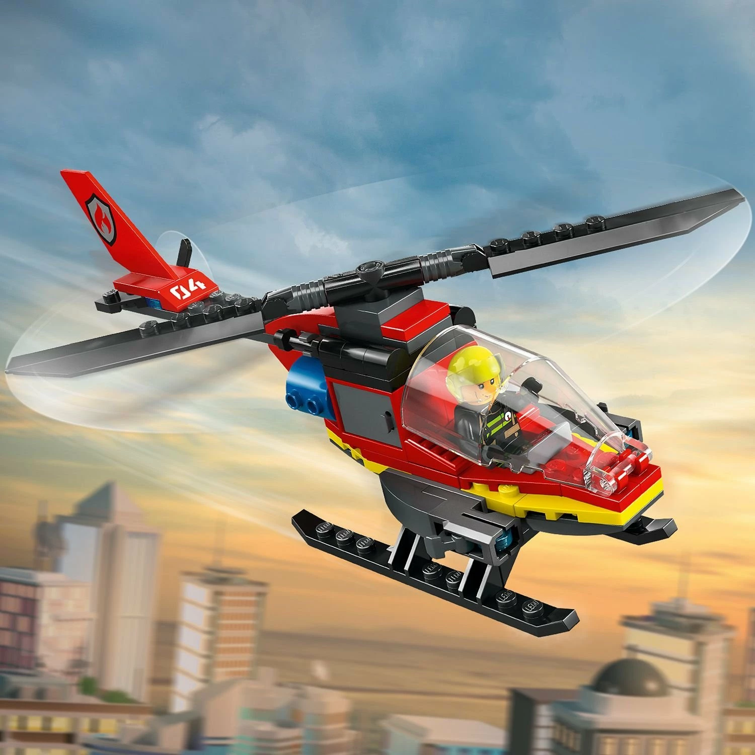 Set LEGO City LEGO Fire Rescue Helicopter 60411, 85 pjesë, 1 minifigurë, kuqe/zezë