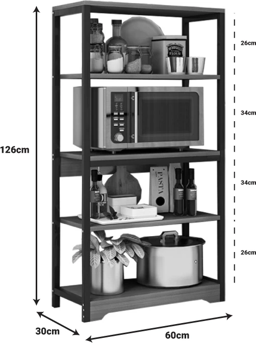 Njësi rafti për dysheme Obra metalike, ngjyrë arre-e zezë, 60x30x126 cm