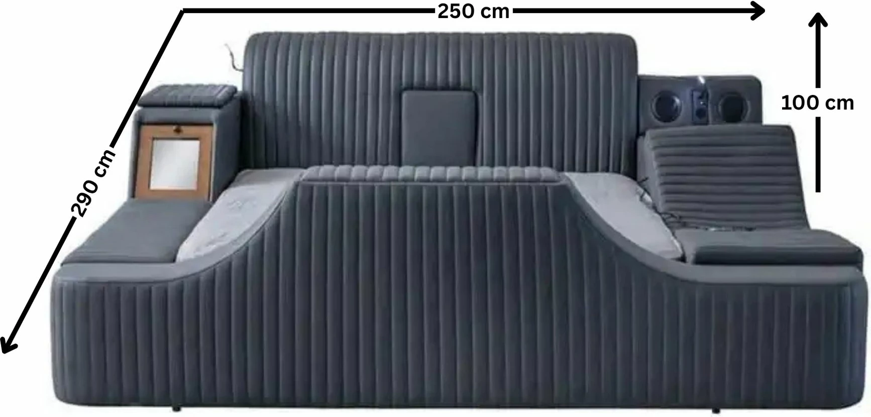 Krevat dopio me funksione të mençura, ngjyrë e zezë, Skye Decor