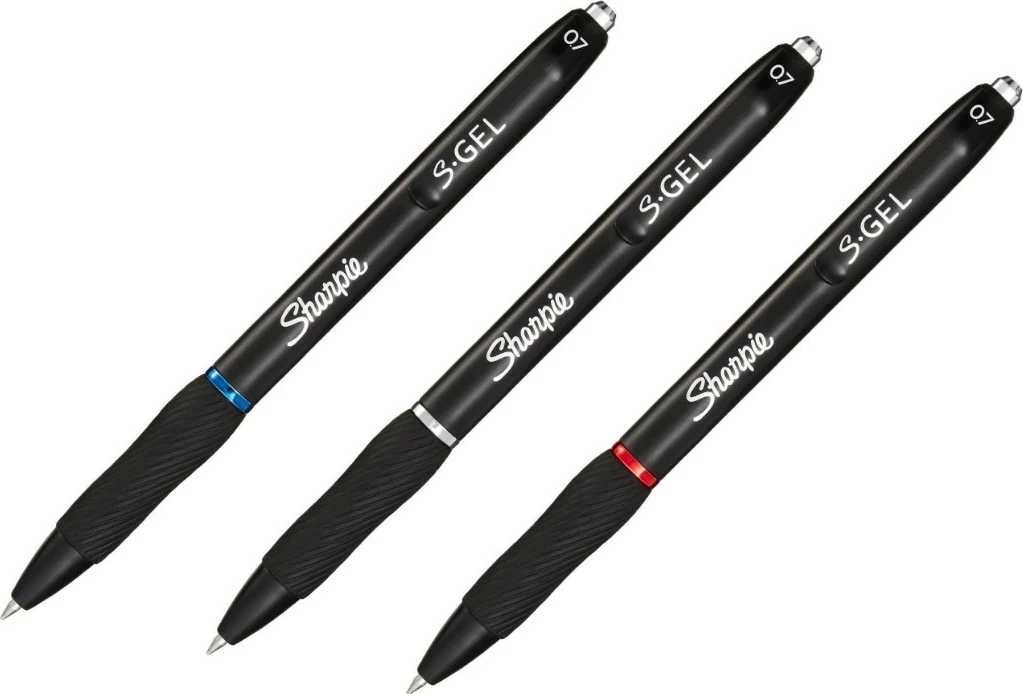 Set lapsa xheli Sharpie S-Gel, 0.7mm, 3 copë, zi, kaltër, kuqe
