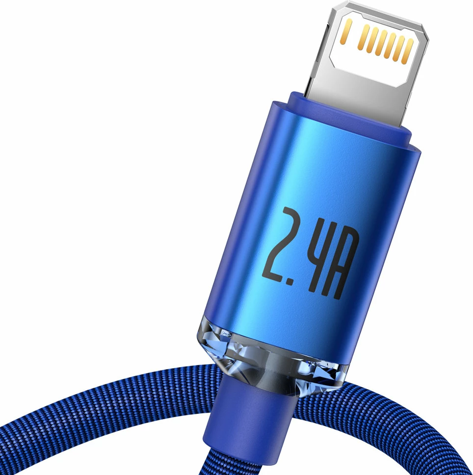 Kabllo Baseus Crystal Shine, USB-A në Lightning, 1.2m, 2.4A, Kaltër