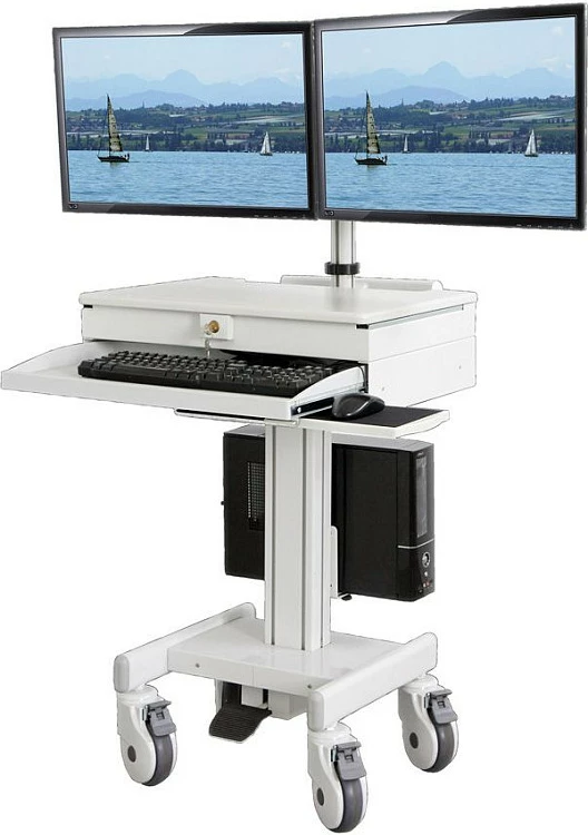 Mbajtës monitori ROLINE 17.03.1175, për 2 monitorë, VESA 75x75/100x100, rregullim lartësie, i bardhë