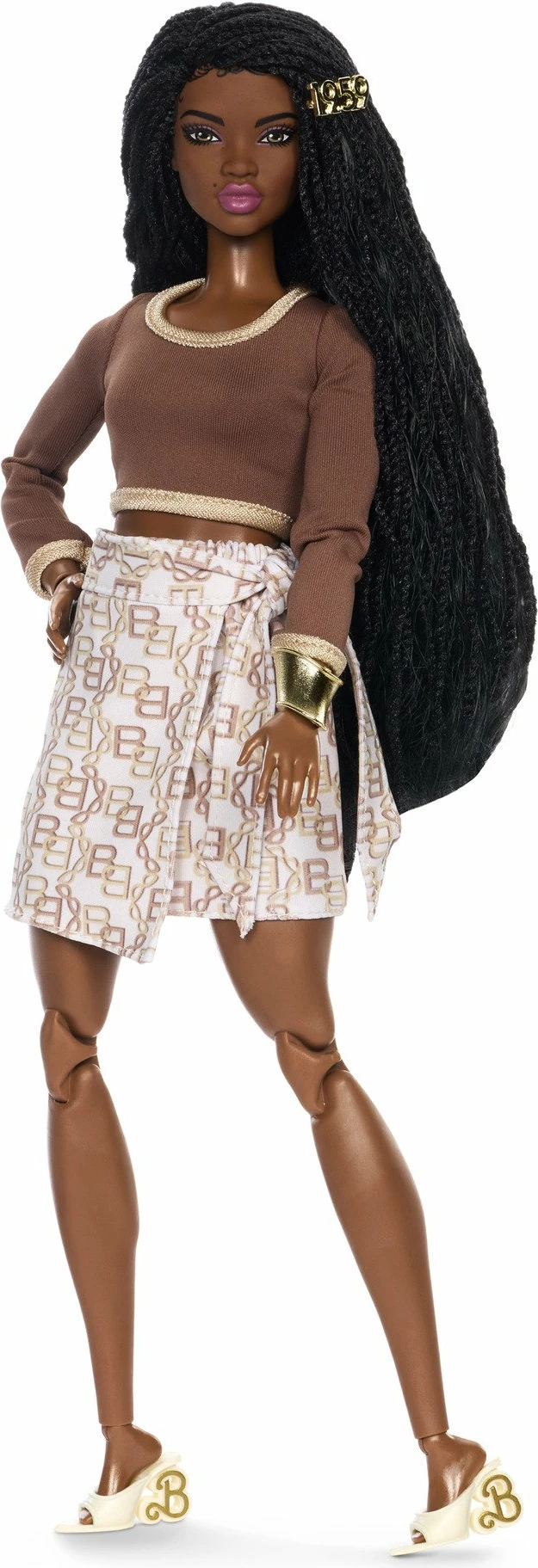 Kukull Barbie Mattel You Create Barbie Basics Neutral Set 002 (JJX36), me 2 koka të ndërrueshme, 4 veshje, aksesorë