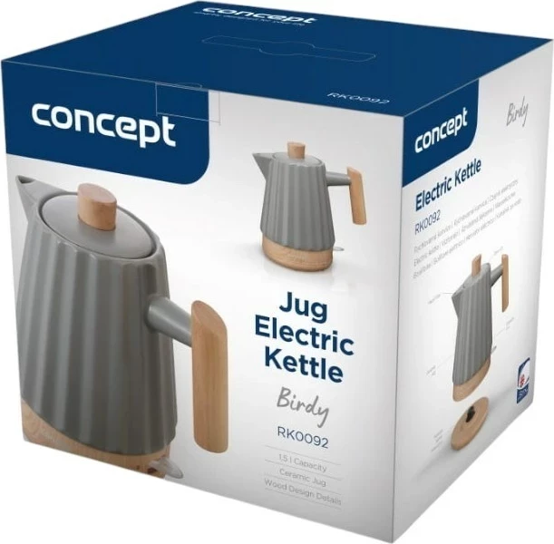 Çajnik elektrik Concept RK0092, 1.5 l, Gri e errët