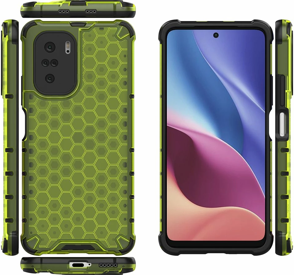 Mbështjellës Honeycomb Hurtel për Xiaomi Redmi K40 Pro+, K40 Pro, K40, Poco F3, Gjelbër