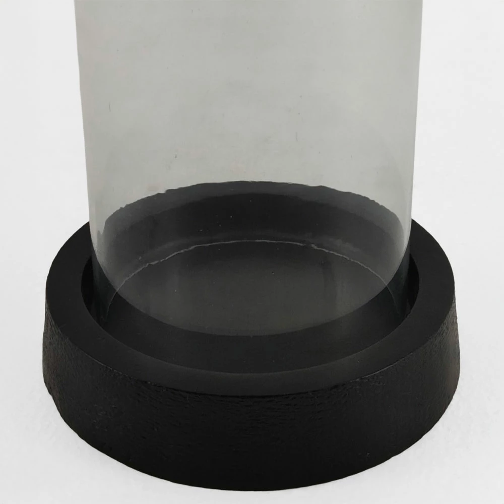 Mbajtës qirinjsh TITUL, alumin i zi, xham transparent, 14x14x18 cm