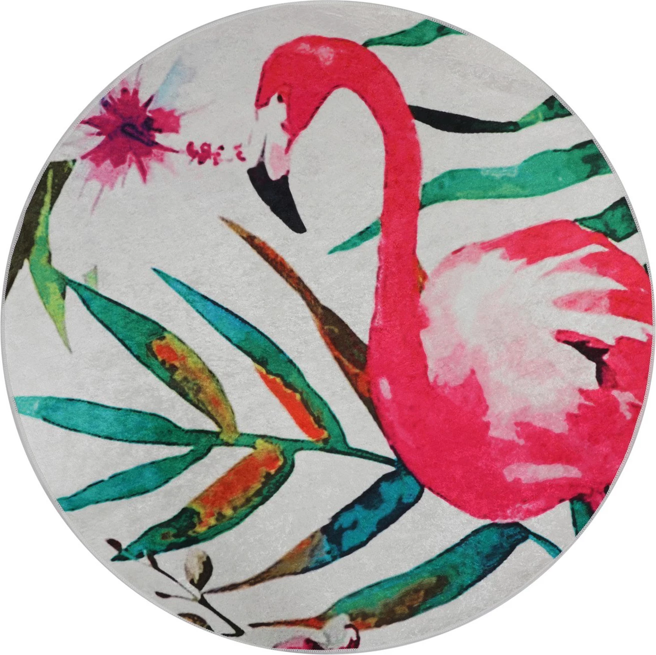 Tapet për banjo, model flamingo, shumëngjyrësh, 140 cm